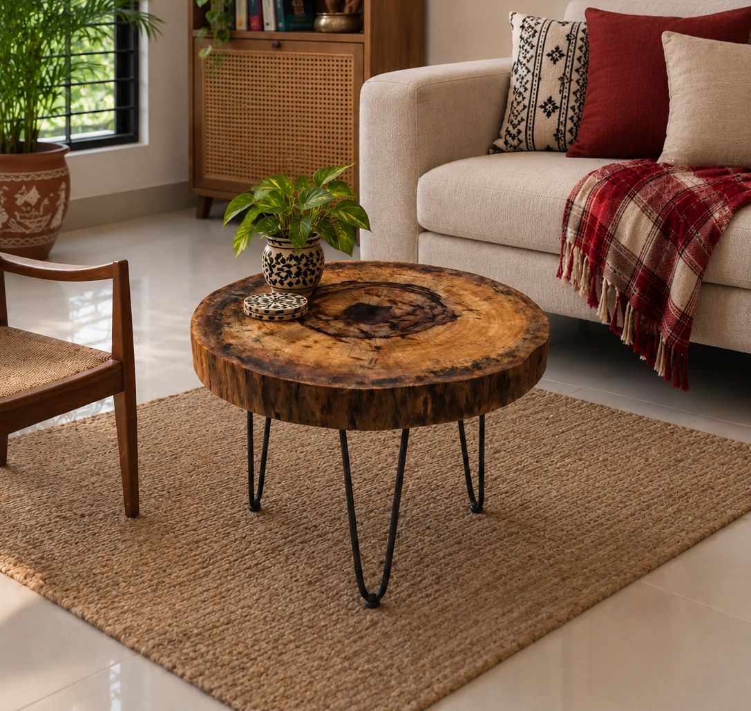 Natural Wooden Round Tea Table