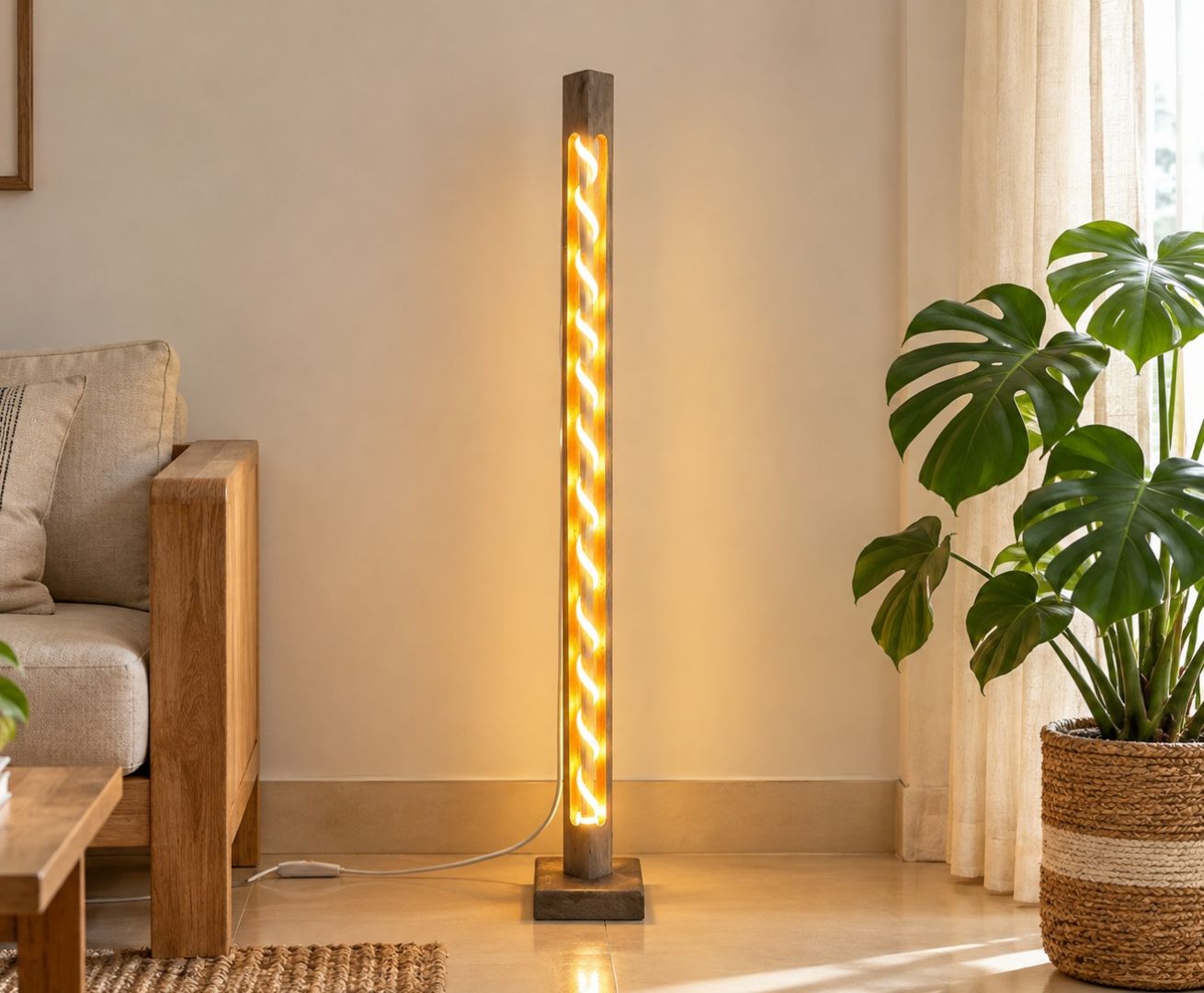 HOMEI Handmade Mehogoni Floor Lamp