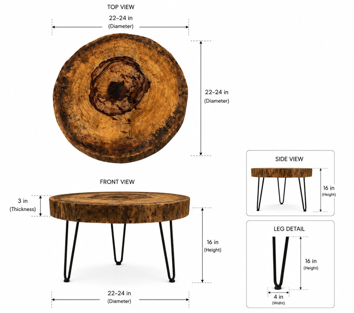 Natural Wooden Round Tea Table thumbnail 2