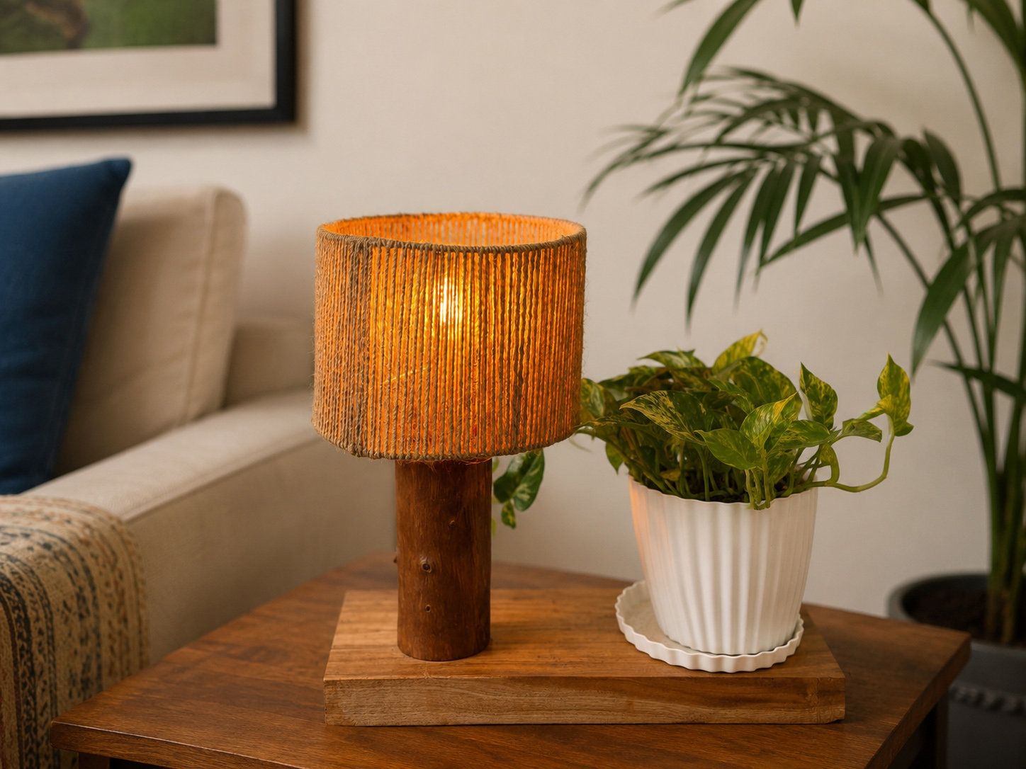 Handmade Jute Rope Shed Table Lamp