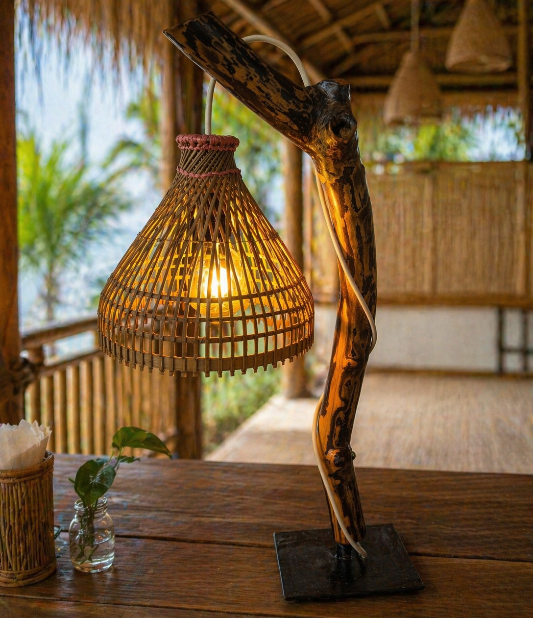 HOMEI Driftwood Bamboo Floor Lamp
