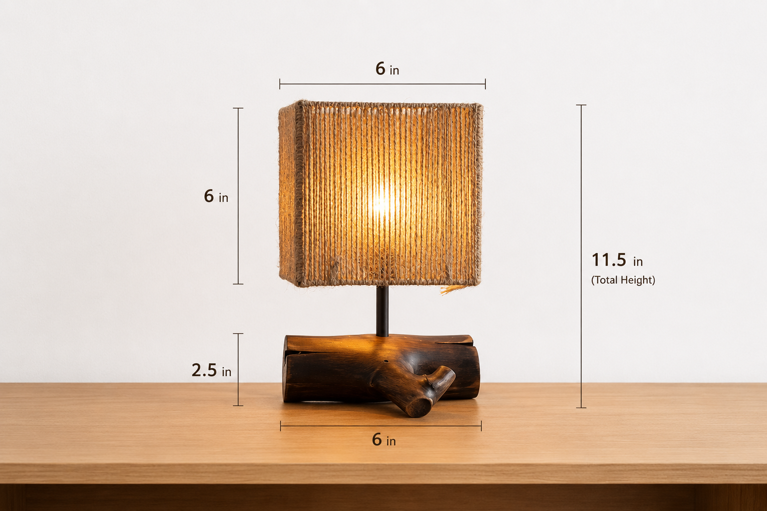 Handmade Wooden and Jute Table Lamp thumbnail 2