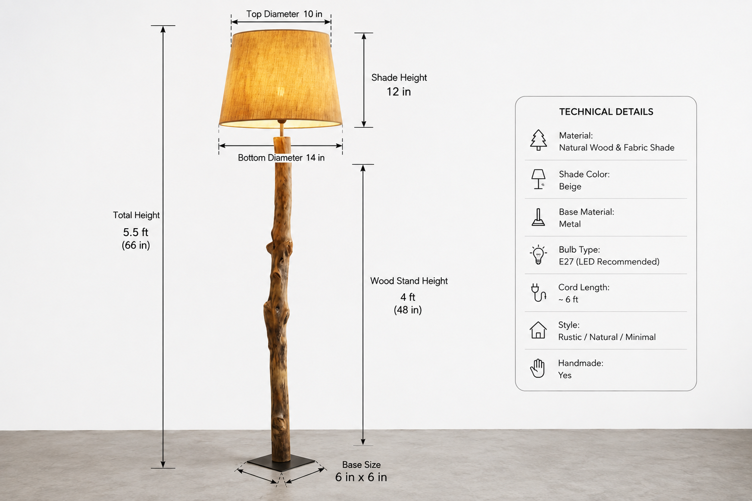HOMEI Handmade Wooden Floor Lamp thumbnail 2